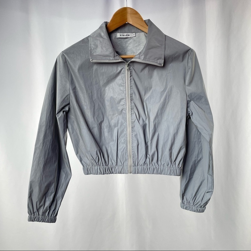 Stelen Full Zip Cropped‎ Jacket in Silver Size Small